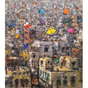 Zahid Saleem, 30 x 36 Inch, Acrylic on Canvas, Cityscape Painting, AC-ZS-192